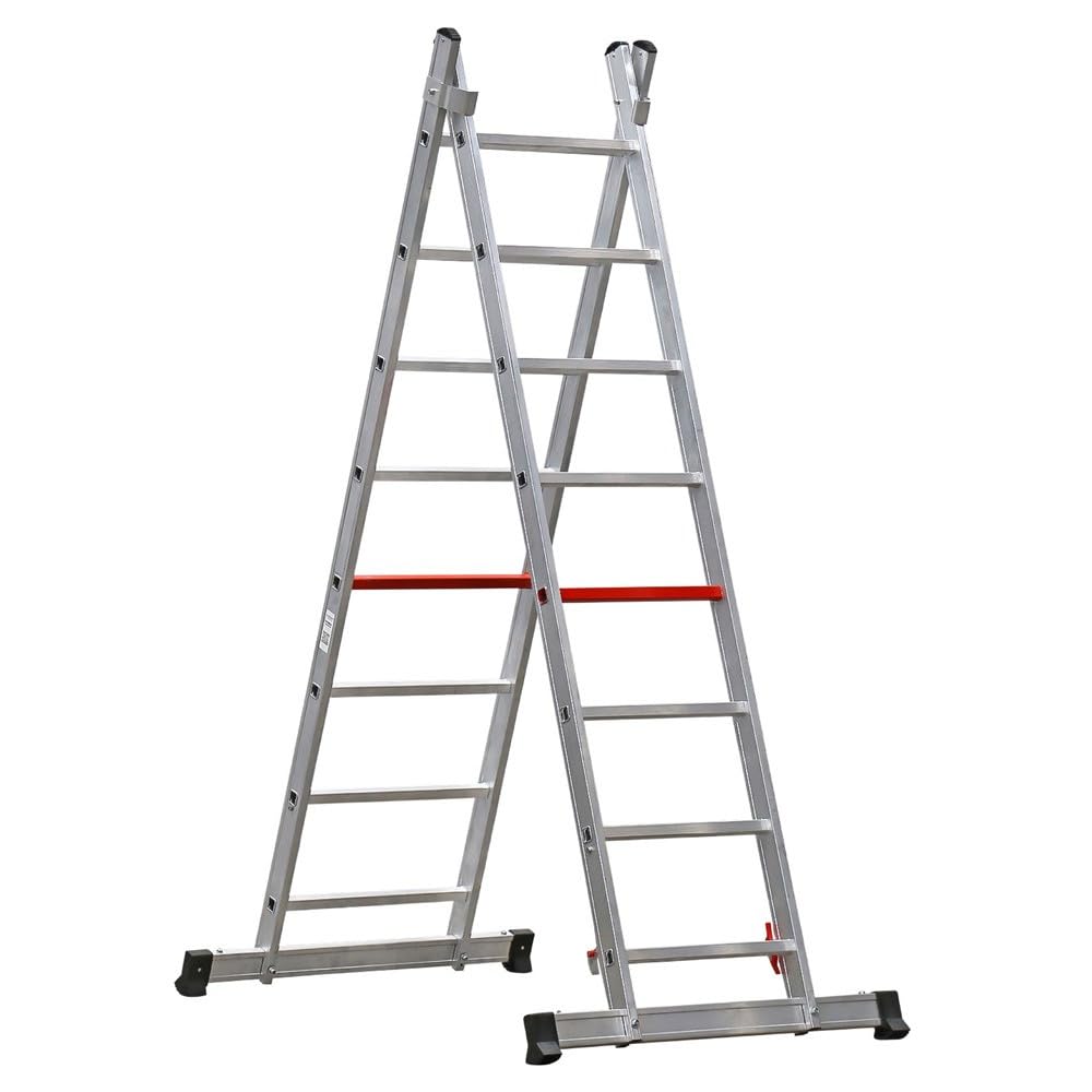 Svelt Trabattello Professionale in Alluminio Multiposizione Trasformabile in 2 Scale – Uso Professionale D.Lgs.81/2008, Altezza Lavoro 5,51 m, con Ruote e Sistema Q-LOCK
