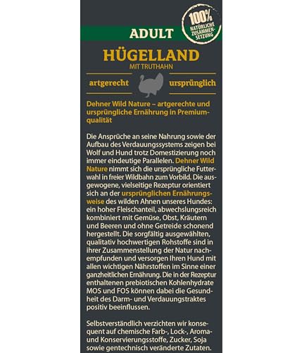 Dehner Wild Nature Hundefutter Hügelland, Trockenfutter getreidefrei, für ausgewachsene Hunde, Truthahn 12 kg