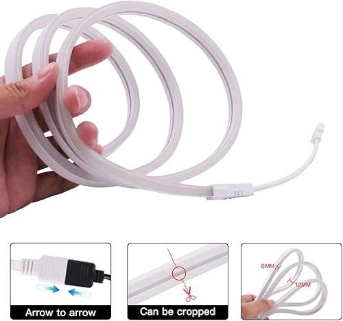 Miniatura 5 de XUNATA Tira de neón LED RGB, DC12V SMD3535 96LEDsm Tira de luz de neón multicolor, tubo de neón LED flexible impermeable con control remoto de 44