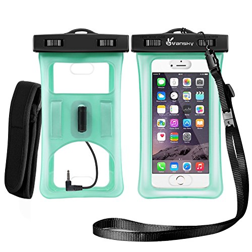 Floatable Waterproof Phone Case, Vansky Dry Bag w/Armband Audio Jack for iPhone 8, 8p, 7, 7Plus, 6s Plus, Andriod; Phone Case Waterproof Bag, Eco-Friendly TPU Construction IPX8 Certified to 100 Feet