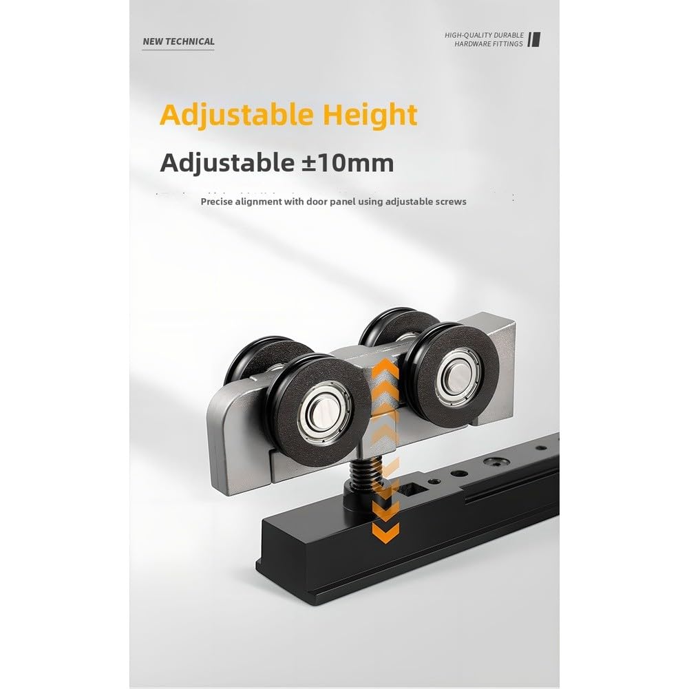 Poche dissimulée robuste pour rail de porte, double rail coulissant tampon, fonctionnement fluide, kit réglable en nylon et aluminium