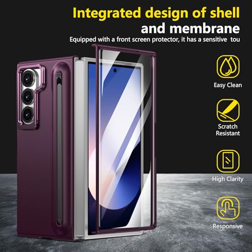 Coque Galaxy Z Fold 5 avec stylet et support intégré rouge protège-écran