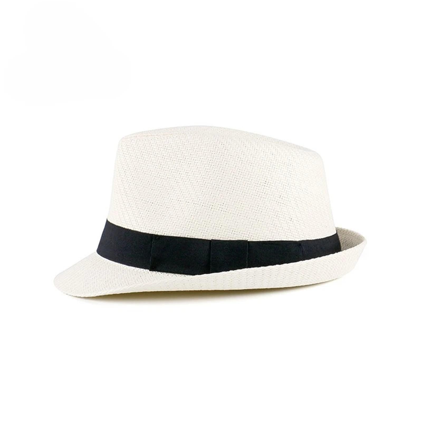 Sombrero Fedora Hombre Sombrero de paja grande for hombre, sombrero bombín, sombrero de paja de verano, sombrero de caballero, sombrero fedora for mujer, sombrero de cabeza grande for mujer(White blue