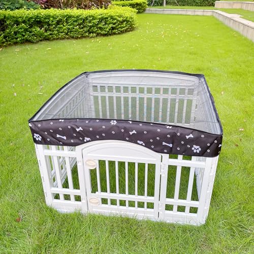 Image of Dog Playpen Mesh Top Cover for 36 inch Inch Pet Playpen with 4 Panels, Dog Crate Cover Pet Tent Puppy Play Pen Cover, Ideal for Indoor /Outdoor Use. Note: Playpen Not Included (Black)