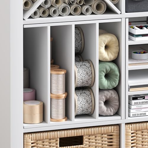 Image of Furinno Cubicle 3-Shelf Cube Insert, Cube Organizer, Plain White | 12.9W x 12.9H, Vertical /Horizontal Shelf Accessory, Fits into Furinno Triple Thick Cubes, Ikea Kallax, for Organization