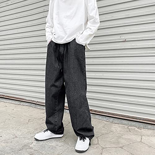 Maiyifu-GJ Men's Loose Fit Straight Leg Jeans Drawstring Elastic Waist Denim Jeans Lightweight Relaxed Fit Pull On Jean Pants3