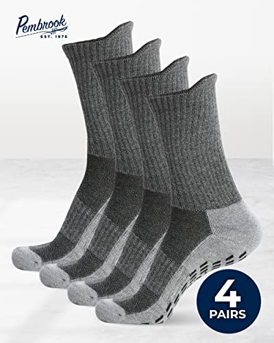 Pembrook 4 Pairs Crew Non Slip Socks - Gripper Socks For Men Women Husband Dad | Grip Socks Men | Non Slip Socks Men | Non Skid Socks For Men #TOP1