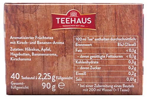 TEEHAUS Kirsch-Banane Tee 40 Teebeutel - 90g