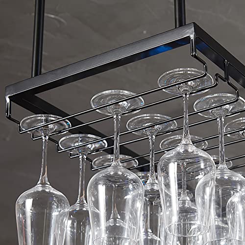 Étagère à vin suspendue en métal noir au design suspendu industriel