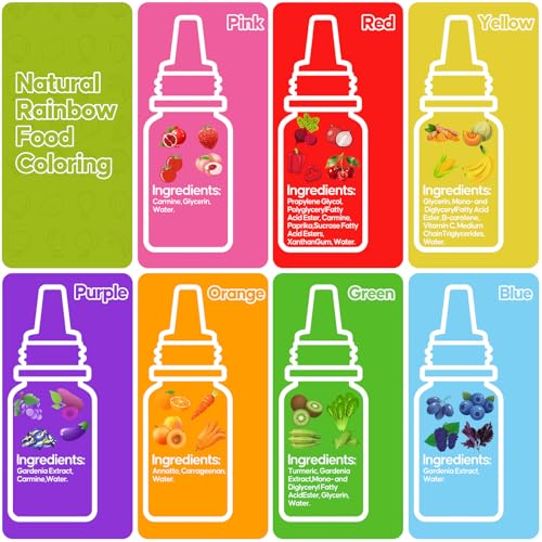 Image of Natural Food Coloring 7x16ml FD&C Dye Free for Baking,Cake&Frosting Fondant