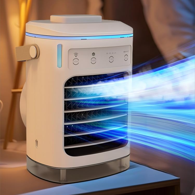 Portable Air Conditioners Protable Humidifier Fan Heater Fan Combo 4 Speed 4 Timing 900ML Large Capacity Water Tank