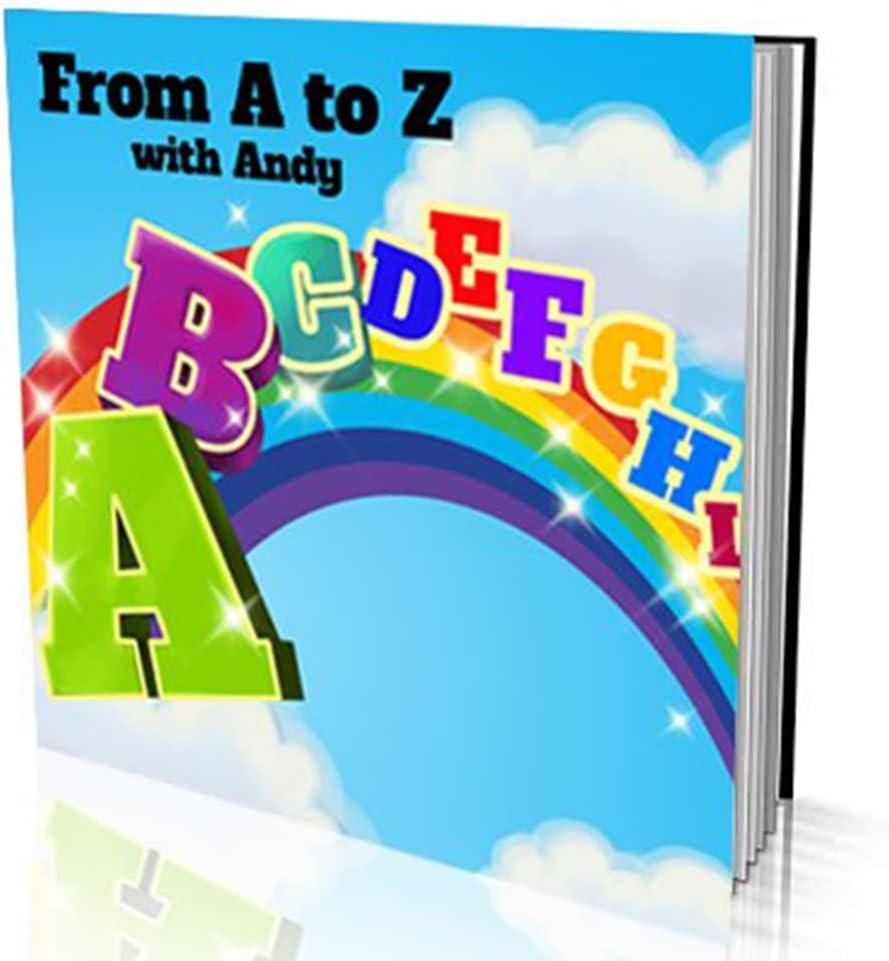 Personalized Story Book by Dinkleboo - from A to Z - for Kids Aged 0 to 8 Years Old - Makes Learning Alphabet Fun and Engaging - Printed on Smooth Satin Paper - Soft Cover (8"x 8")