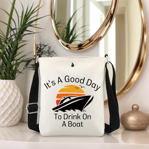 TSOTMO Boating Lover Gift Cruise Trip Gift It's A Good Day To Drink On A Boat Crossbody Bag Boat Gift4