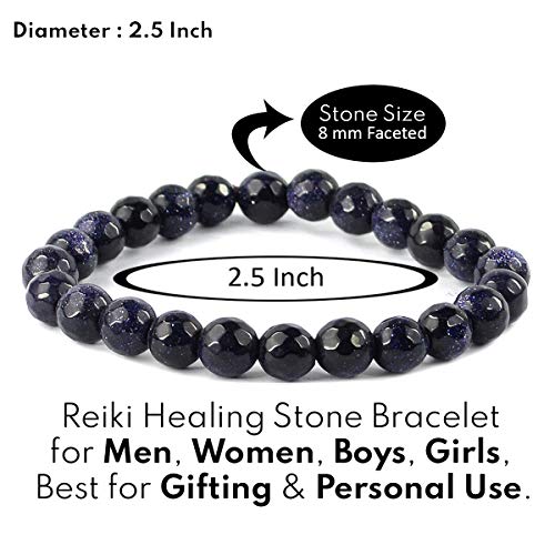 Image of Reiki Crystal Products Natural Crystal Stone 8 mm Faceted Diamond Cut Beads Bracelet for Men & Women | Reiki Charged Gemstone Bracelet | Multiple Stone Variants Available