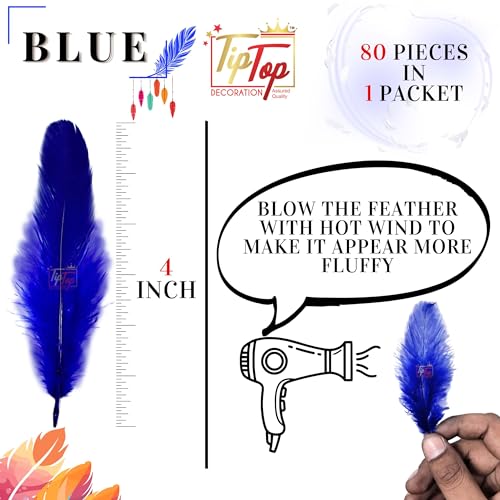 Image of TIPTOP DECORATION Natural Dyed Feathers 10 cm (80 Pieces) (Royal Blue)