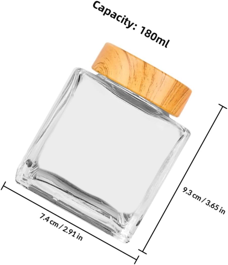 2pcs 180ml Glass Honey Jars with Airtight Wooden Grain Lids, Thickened Glass Storage Jars with Lids for Kitchen, Tea, Coffee, and Honey Container for Pantry Organization