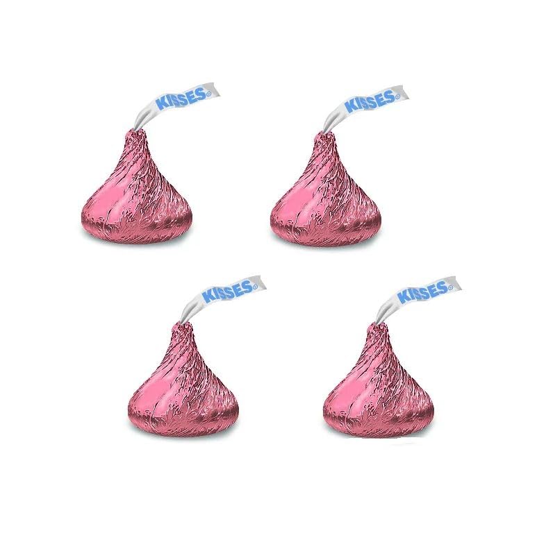 Hershe.ysKISSES Milk Chocolate Candy 3 lbs (48 oz) Solid Milk Chocolate Kisses In PINK Foil Wrap, Easter Candy Approx 300 Pieces Pink Foil Wrapped Candies