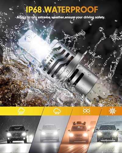 Image of Termitor 2026 Upgraded H4 light Bulbs, (1,200%) 12X 90,000LM Extreme Brightness 9003 bulb, 6500K Cool White, 1:1 Min Size,IP68 Waterproof Fog Bulbs HID kits,Pack of 2,Plug-N-Play.