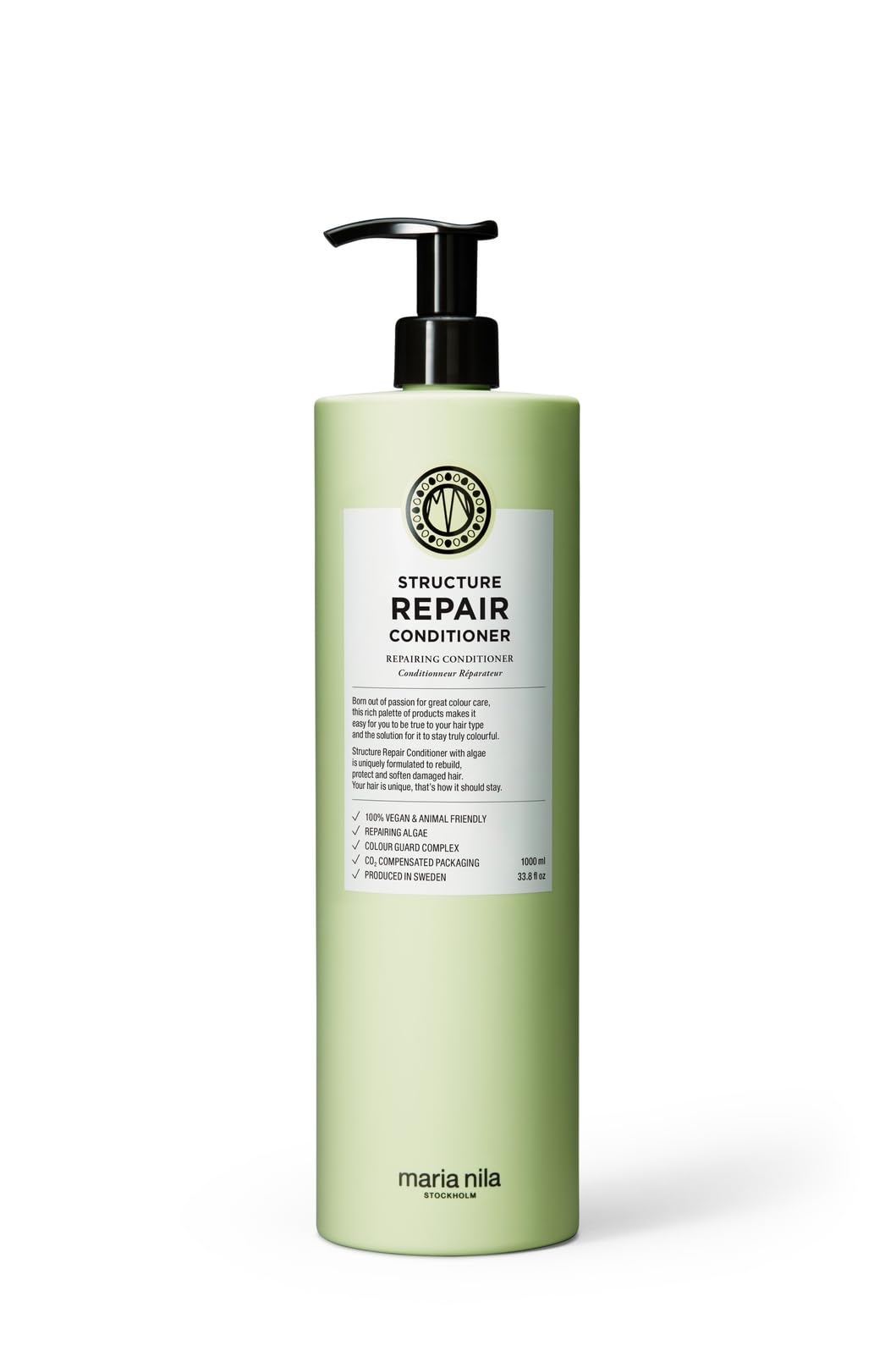 Structure Repair, Conditioner 1000 ml, For Damaged & Chemically Treated Hair, Algae Extract Rebuilds & Moisturizes, 100% Vegan & Sulfate/Paraben free