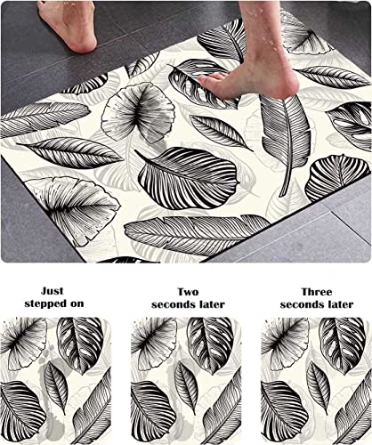Aibiin Leaves Bathroom Rugs Water Absorbent Fast Drying Palm Leaf Bath Mats Decor Machine Wash Non Slip Doormats For Tub Shower Bath Room 16"X24" #TOP1