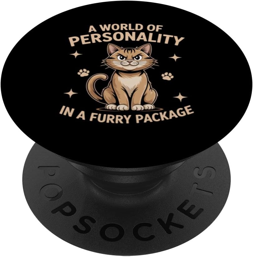 A World Of Personality In A Furry Package Cat Lover Feline PopSockets Adhesive PopGrip