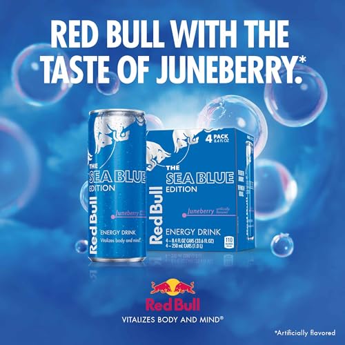Red Bull Sea Blue Edition Energy Drink | 12 Fl Oz | 4 Cans | Pack of 5