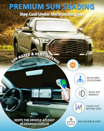 Image of Sun Shade for Toyota Tundra Windshield Sunshade fit for Tundra 2022-2025 2026 Limited SR5 Platinum TRD Pro Pickup Accessories Front Window Shield Windshield Cover Sun Visor Protector