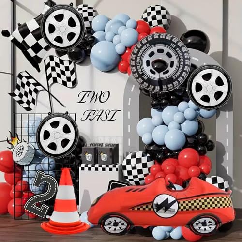 Image of 6 Pcs Race Car Tire Balloons 18 Inch Wheel Tire Balloon Black | Race Car Party Decorations Racing Theme Boys Birthday Party Decoration Supplies