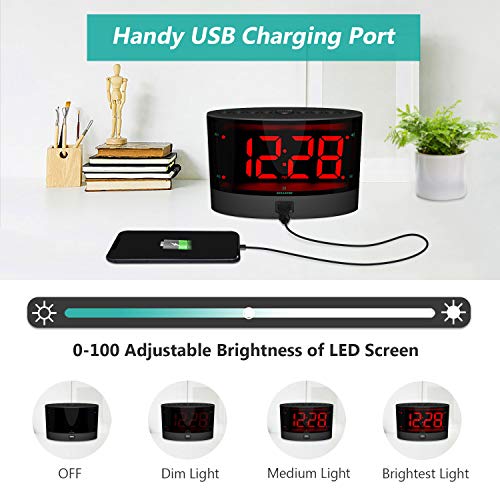 Anjank Extra Loud Alarm Clock With Wireless Bed Shaker, Vibrating Dual Alarm Clock For Heavy Sleepers, Deaf And Hearing-Impaired, Adjustable Volume/Dimmer/Wake Up Mode, Usb Charger Port, Pillow Shaker #TOP4