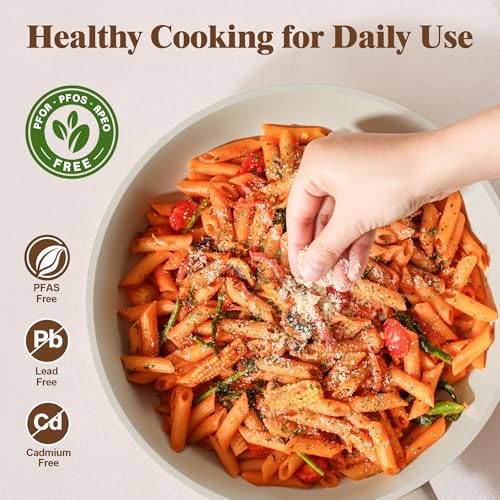 Image of SENSARTE Ceramic Pots and Pans Set Nonstick, 20Pcs Cookware Set, Taupe