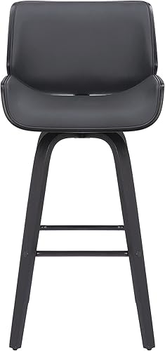 Miniatura 4 de Armen Living Tyler - Taburete giratorio de piel sintética gris y madera negra de 26 pulgadas de altura de mostrador Gris / Negro,Marrón