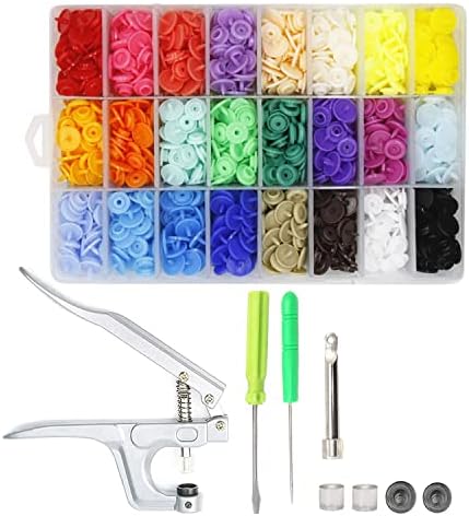 Snaps and Snap Pliers Set, 360 Sets of Size T5 Plastic Snaps with Pliers for Sewing and Crafting