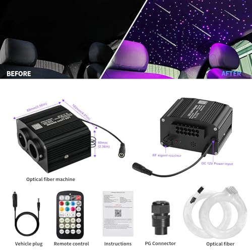 Image of Dual Color Starlight Headliner Kit 1000pcs Meteor&Twinkle Fiber Optic Light | 13.1ft 240pcs Shooting Star Lights for Car /Home, Music Sync Star Ceiling Light with APP /Remote for SUV /Truck Decoration