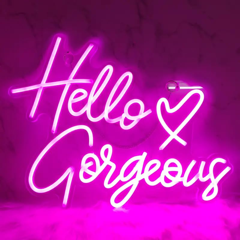 Hello Gorgeous Neon Sign Light, For Wall Decor Hello Beautiful Pink LED Lights For Bachelorette Party Engagement Party Wedding Party, Home Decoration, USB Powered, Valentine Gift For Girlfriend — image 1