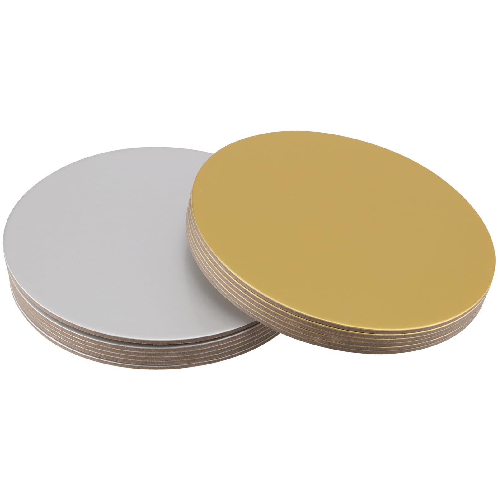 Set 12 Vassoi Portatorta Tondi 20 Cm | Sottotorta In Cartone Oro E Grigio 3 Mm, Per Matrimoni, Feste, Compleanni, Decorazione Torte
