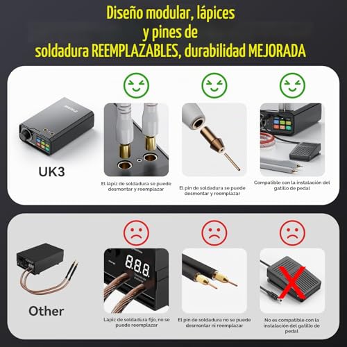 Miniatura 5 de Awithz Soldadora De Puntos Con Batería, 9000w, Uk3, 10000mah, Mando Con Botón Giratorio, 100 Marchas, Pedal De Pie, Soldador De Puntos De 0,1 0,3mm Para Hacer Paquetes De Baterías Diy
