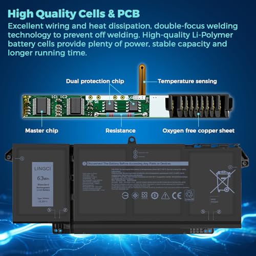 Image of 7FMXV Battery Replacement for Dell Latitude 5320 7320 7420 7520 Latitude 5320 2-in-1 /7320 2-in-1 /7420 2-in-1 P133G P134G P135G P136G P138G P139G P110F TN2GY 9JM71 4M1JN 1PP63 63Wh