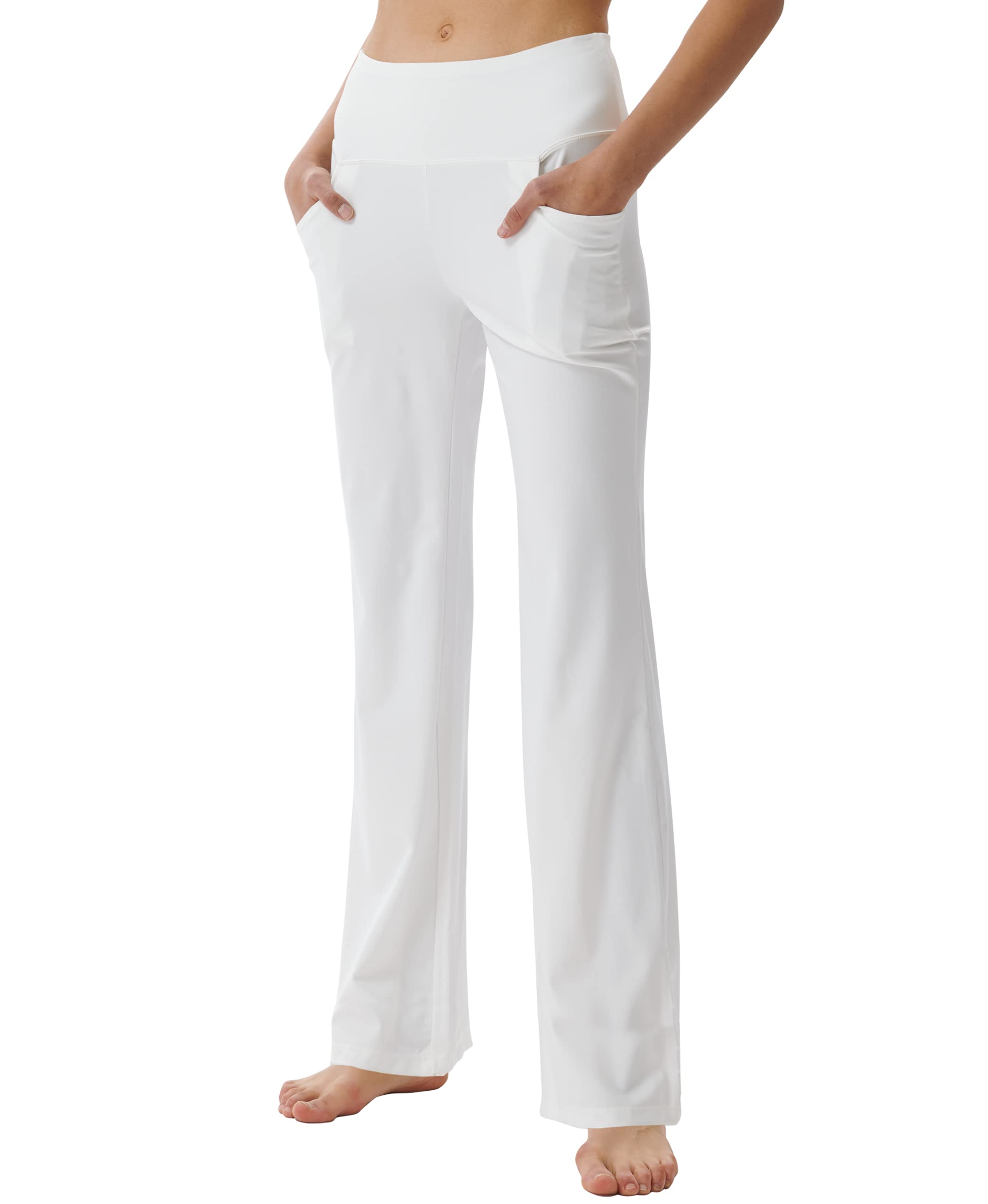 LaiEr Pantaloni da Yoga da Donna con Tasche a Vita Alta Svasata Bootleg Yoga Pantaloni da Allenamento con Tasche Laterali