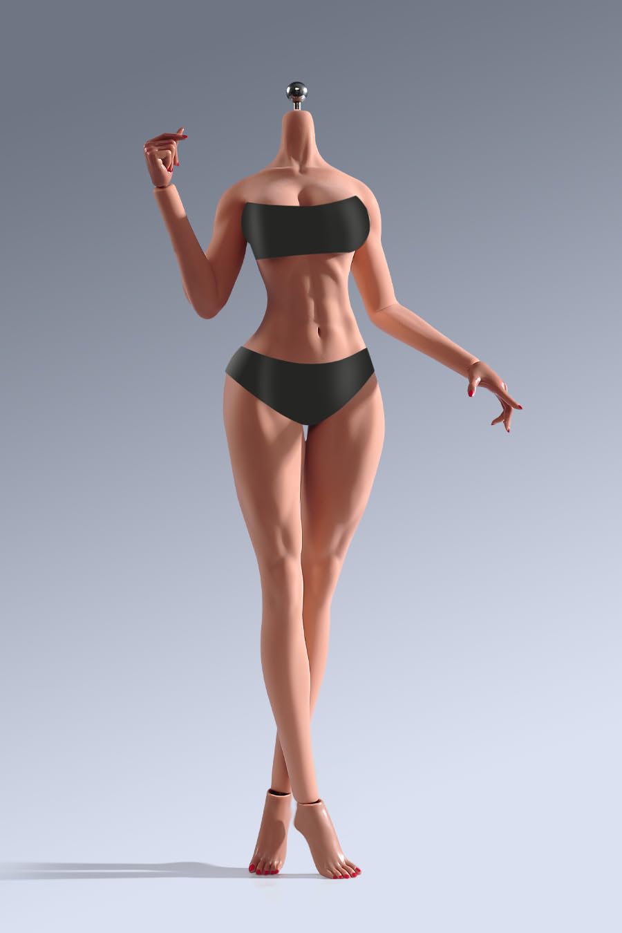 Fremego 1/6 Scale Female Body,Super Flexible Seamless Strong Muscler Figure 12inch Large Bust Suntan Skin Makeup Version Body with Detachable Feet Collection