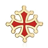croix occitane or Qualité et élégance - Conçu en métal robuste avec une finition dorée à l'or fin et un émail rouge éclatant, ce pin's allie solidité, brillance et raffinement.