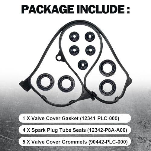 Image of VS50606R Engine Valve Cover Gasket Kit Fit for Honda Civic DX EX HX GX LX V-TEC 1.7L D17A1 D17A2 D17A6 D17A7 2001-2005 Replace 12030-PLC-000 12030-PLC-010
