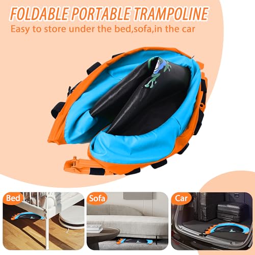 3FT Foldable Kids Trampoline, 36'' Indoor & Outdoor Mini Trampoline for Toddlers, Max Capacity 220 LBS, Adjustable Handlebar, Quiet & Safe Design