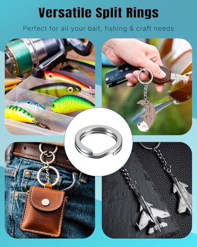 Image of Pawfly 250 Pcs Split Rings and Split Ring Pliers Kit for Fishing | 5 Sizes Fishing Split Rings & Fishing Pliers, Fishing Lure Connectors, Stainless Steel Split Rings for Saltwater & Freshwater