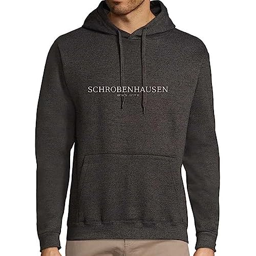 shirt84 Schrobenhausen Koordinaten Männer Kapuzen Hoodie Heather dunkel Grau L