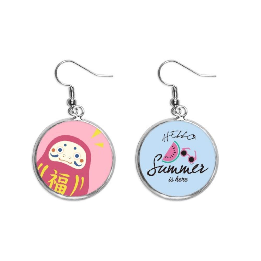 Pendientes de sandía estilo japonés de resina ligera para mujer 5