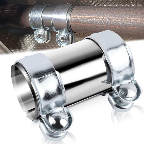 BSTDAYEVER Abrazadera Tubo Escape Conector de Tubo de Escape Doble 60x125mm Abrazadera Union Escapes Coche de Acero Inoxidable Manguito de Escapes Silenciador Adapta Mayoría Los Coches Motos