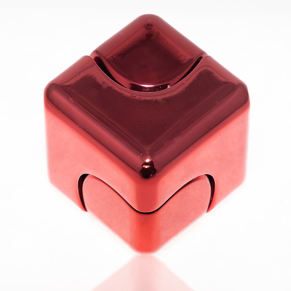 Cube Spinner Fidget Toy – Relieves Anxiety, ADHD, Stress & Boosts Focus – Durable Metal EDC, Fun & Quiet – Ideal for Kids & Adults. Red.
