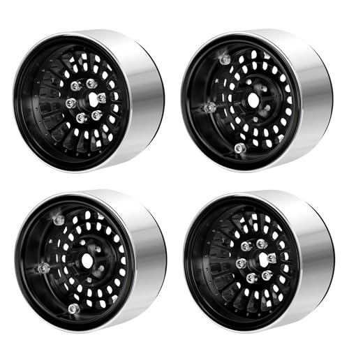 2.2 RCロッククローラーホイールリム アルミニウム ビードロック ホイールハブ for AXIAL WRAITH 90048 RR10 (ブラック4pcs)