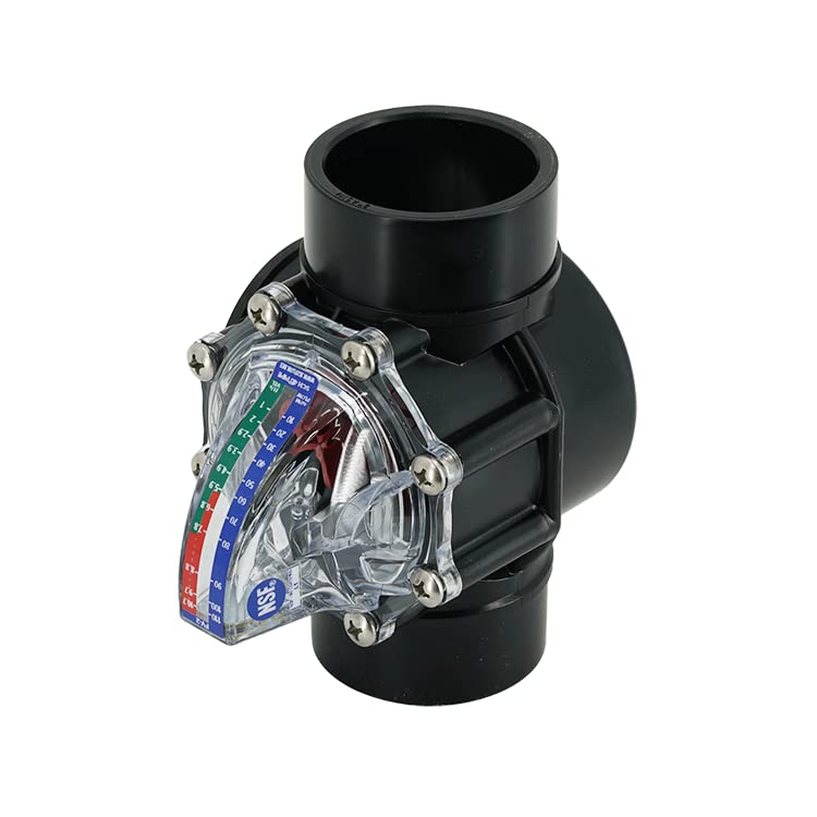 FV-2 Flow Meter with Check Valve and Velocity Scale for 2" Schedule 40 Pipe. Scale in GPM.