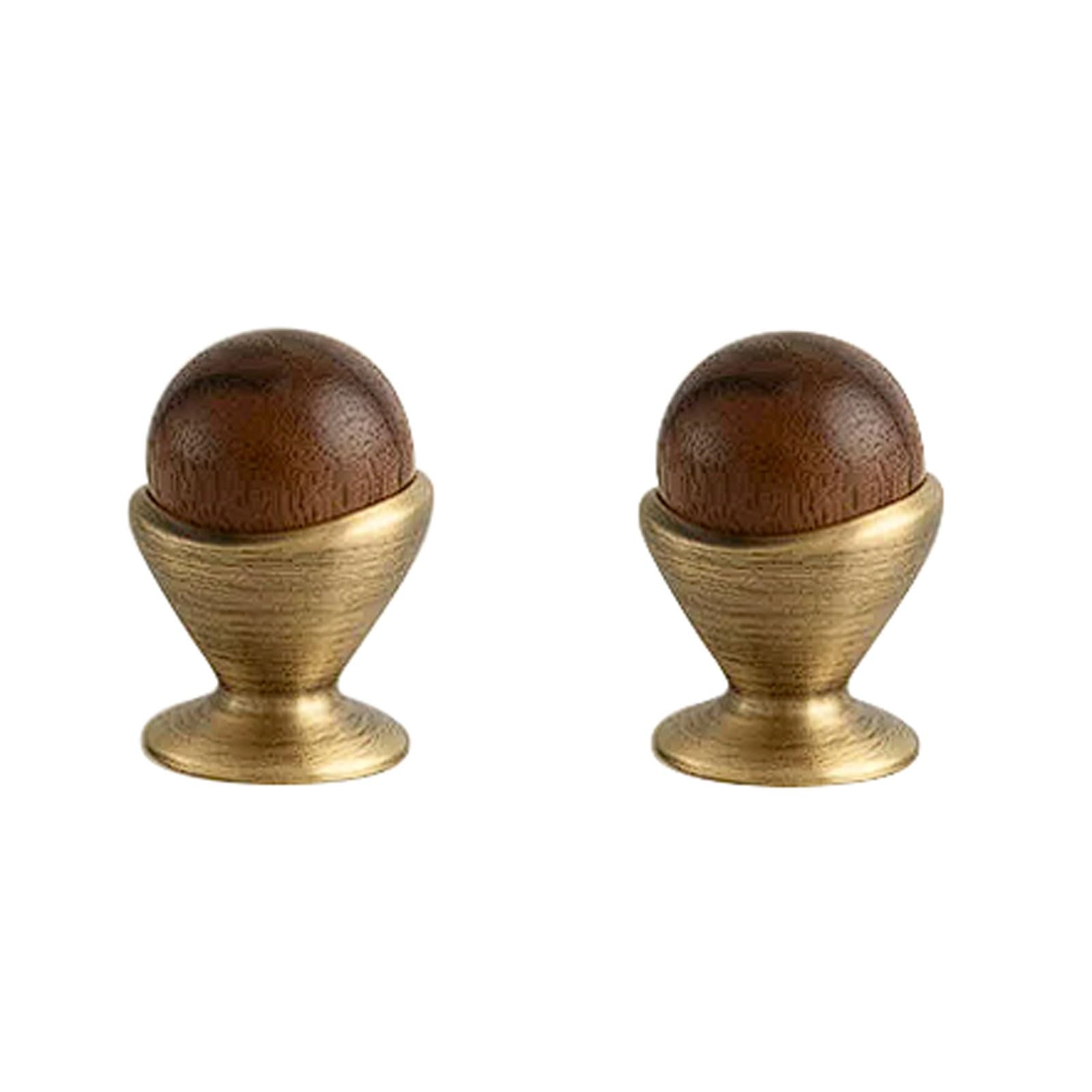 CHENHOJU Walnut Wood and Brass Cabinet Pulls Antique Bronze or Silver Finish, Round Design for Drawers and Wardrobes Cabinet Pulls(Bronze)
